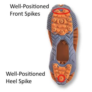 Ice Cleat Heel Spikes and Well-Positioned Forward Spikes