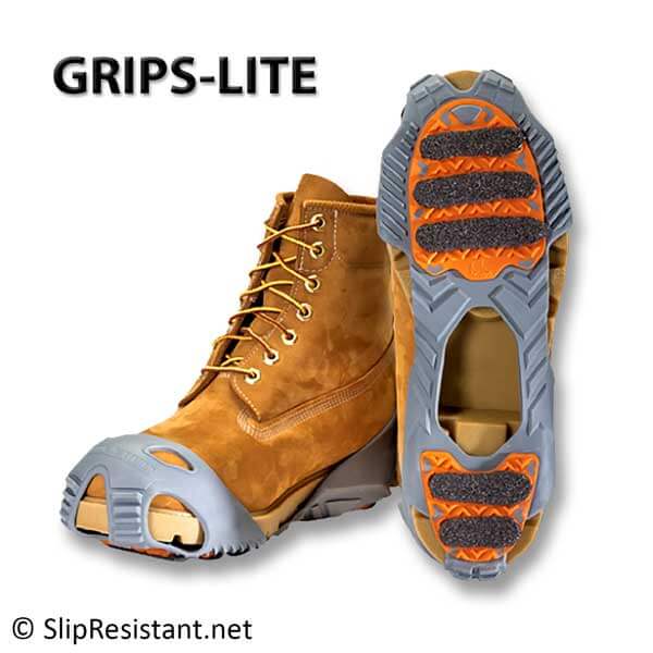 GRIPS-LITE JD6612 gritted ice cleats safe to wear indoors.