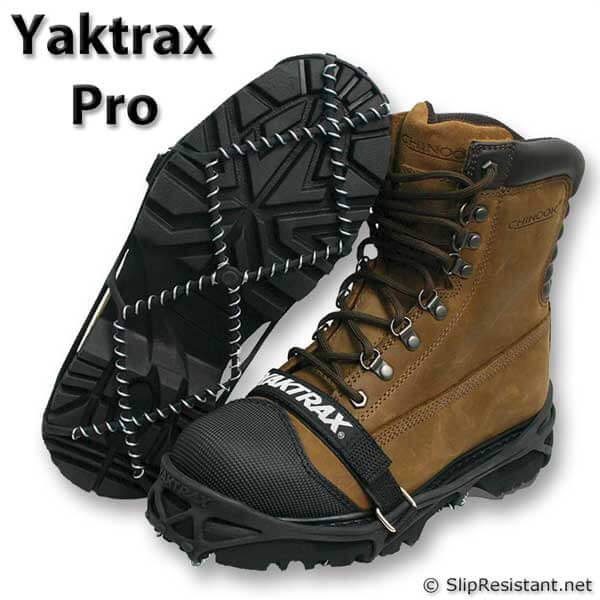 Yaktrax Pro Traction Cleats on Winter Boots Boots