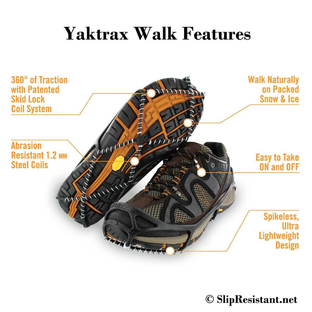 Yaktrax Traction Walk Ice Snow Cleats Walking And Different sizes New Spikeless 