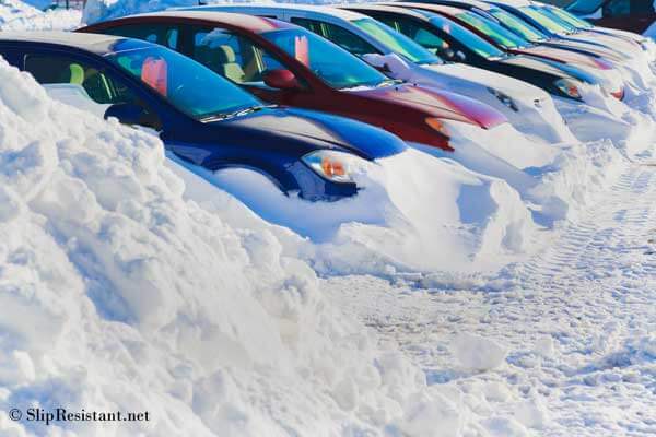 Automobile Dealer Lot in Winter