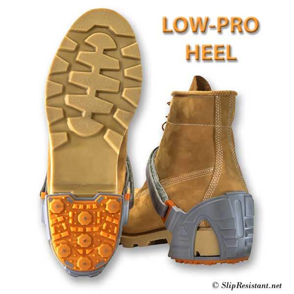 Winter Walking LOW-PRO® HEEL Ice Cleats JD310 can be worn inside.